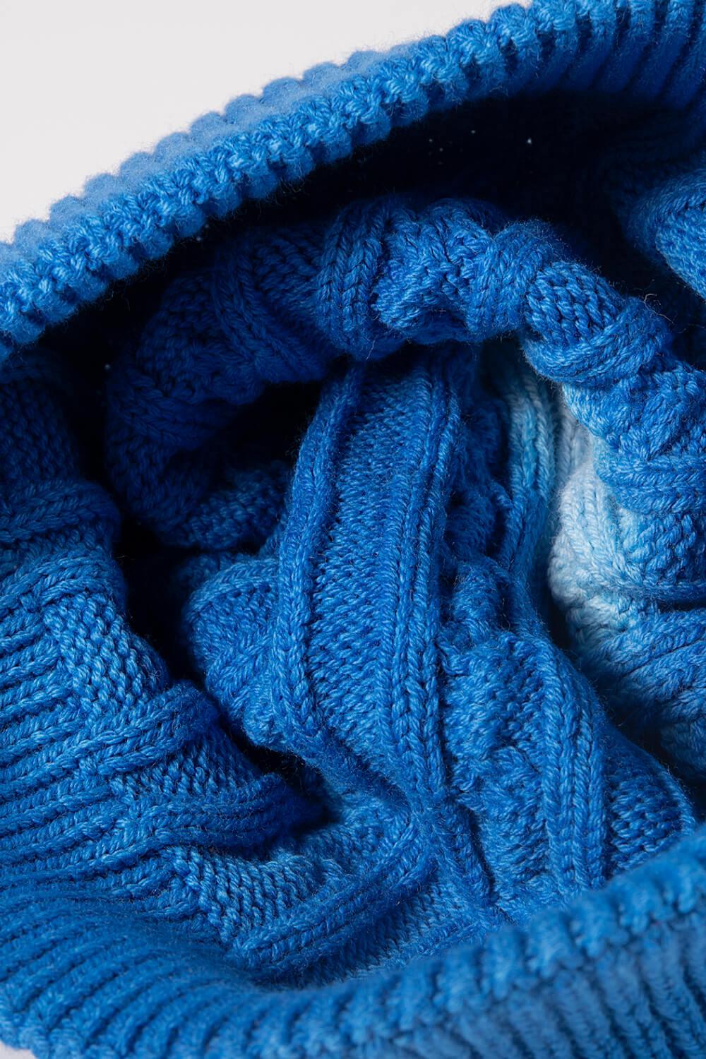 Contrast Tie-Dye Cable-Knit Cuffed Beanie BLUE ZONE PLANET