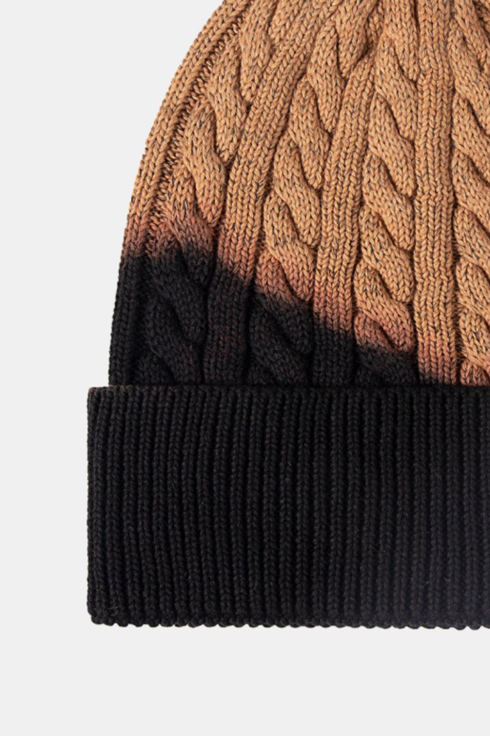 Contrast Tie-Dye Cable-Knit Cuffed Beanie BLUE ZONE PLANET