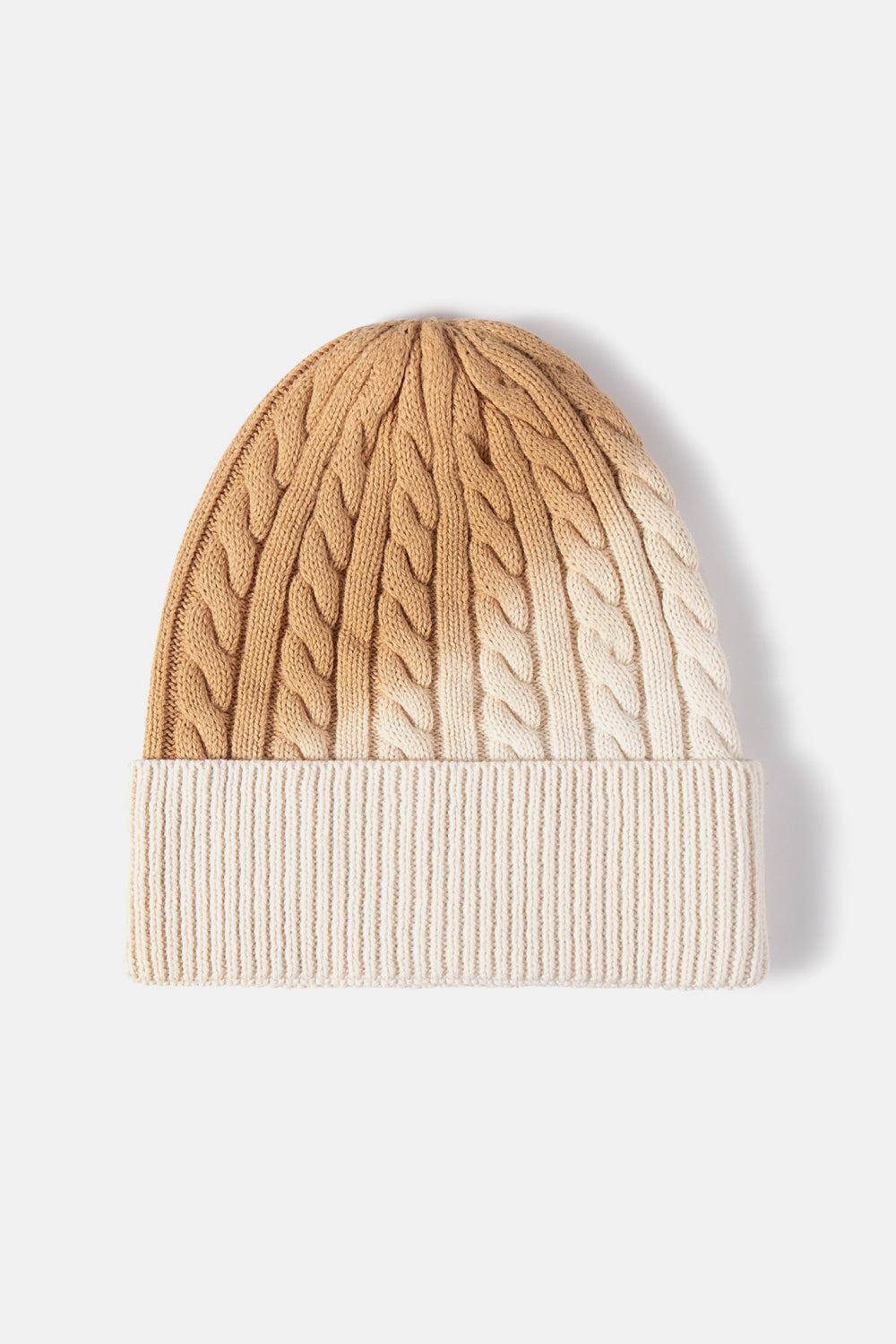 Contrast Tie-Dye Cable-Knit Cuffed Beanie BLUE ZONE PLANET