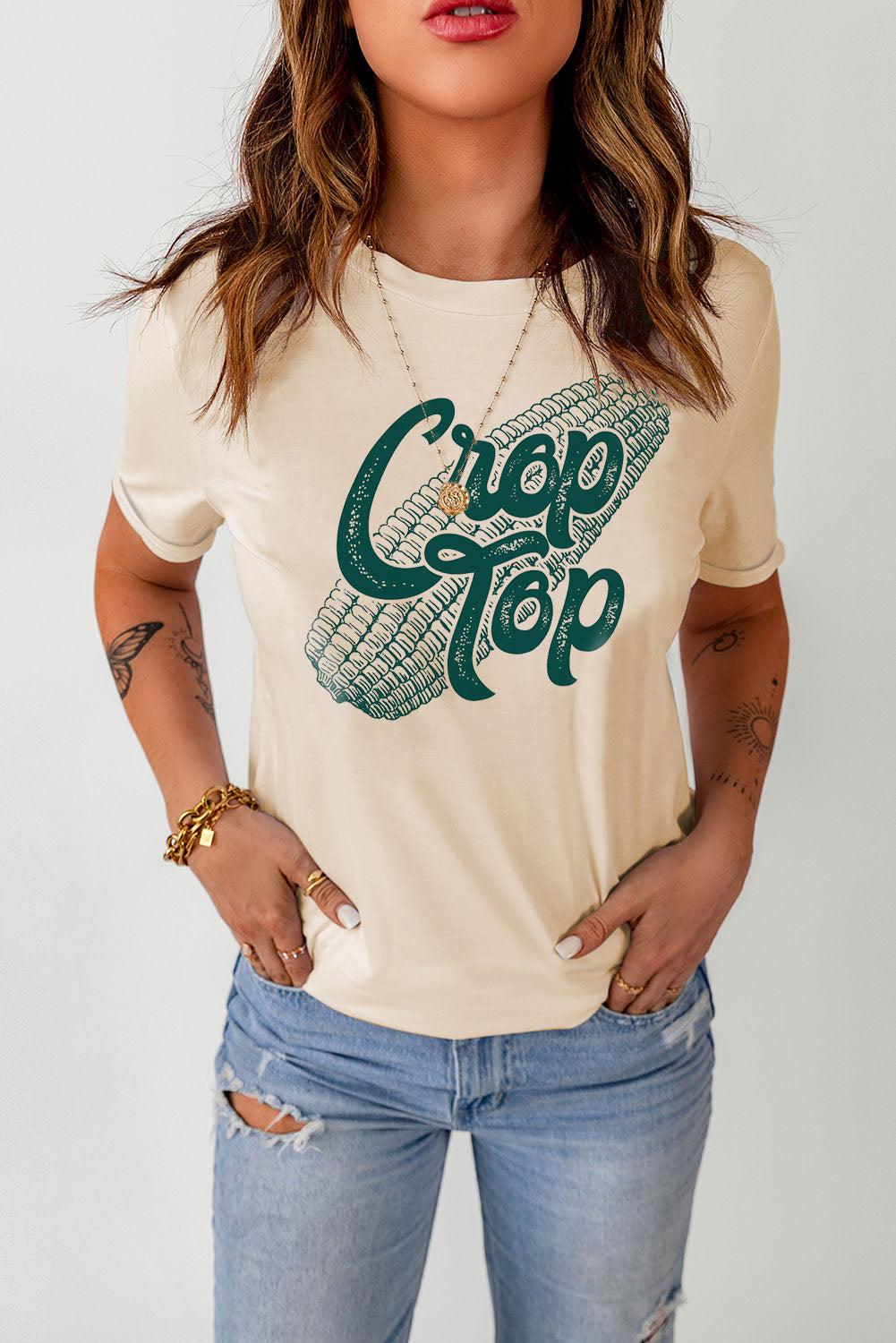 Corn Letter Graphic Cuffed Tee BLUE ZONE PLANET