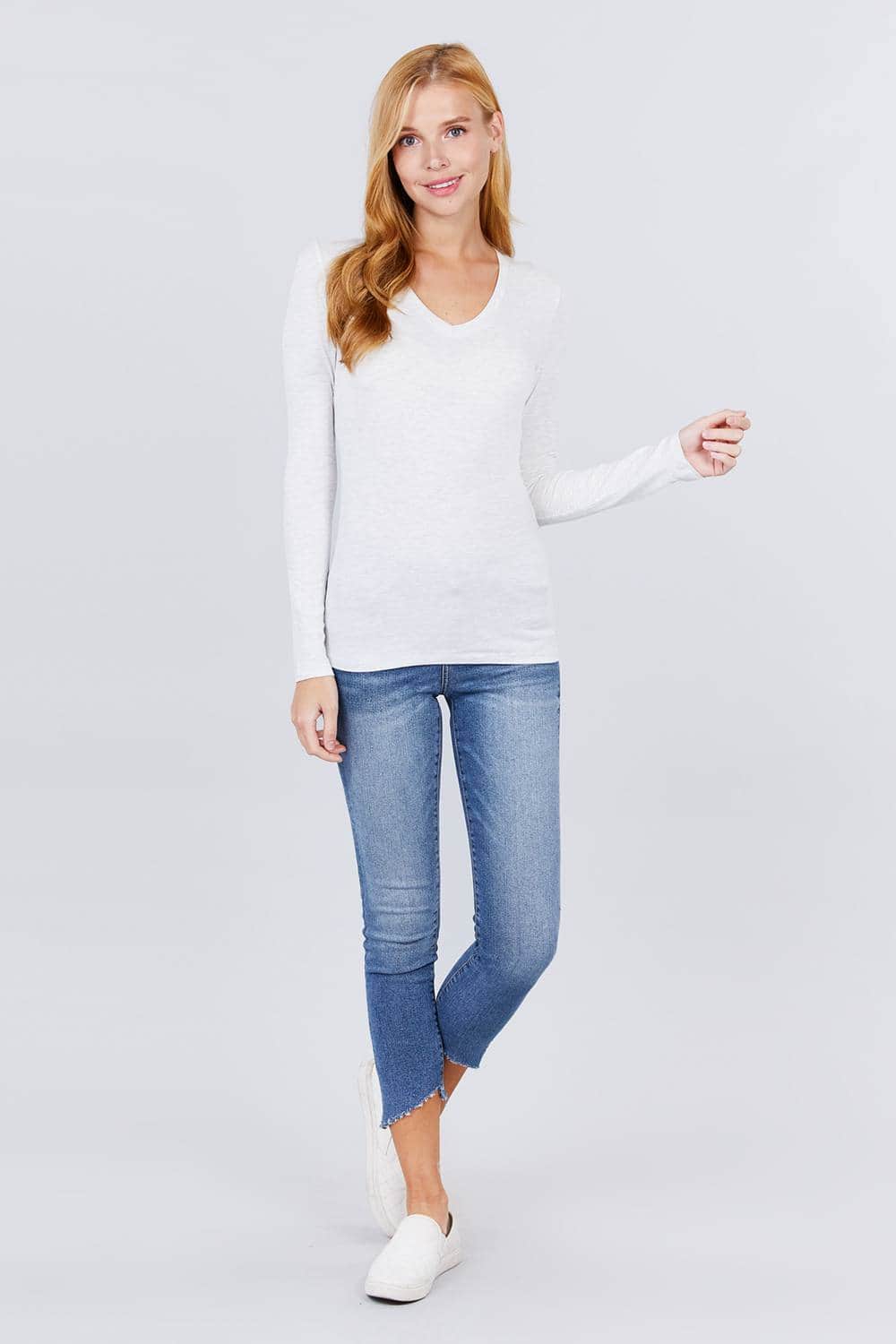 Cotton Jersey V-neck Top Blue Zone Planet