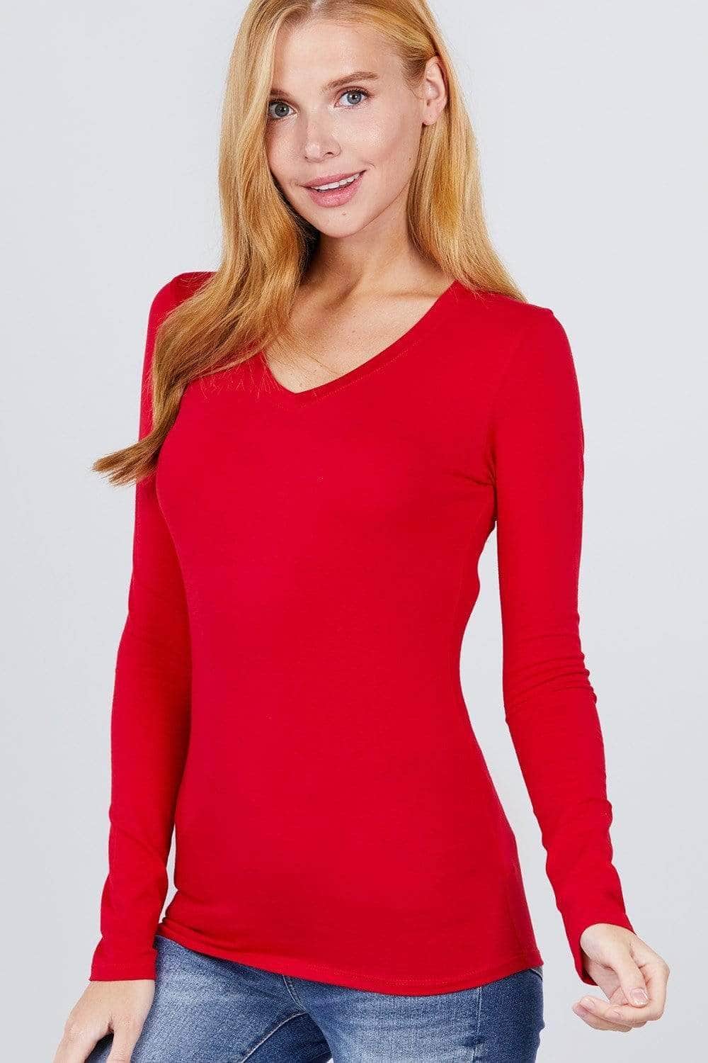 Cotton Jersey V-neck Top Blue Zone Planet