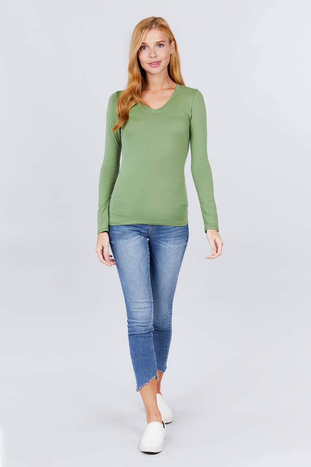 Cotton Jersey V-neck Top Blue Zone Planet