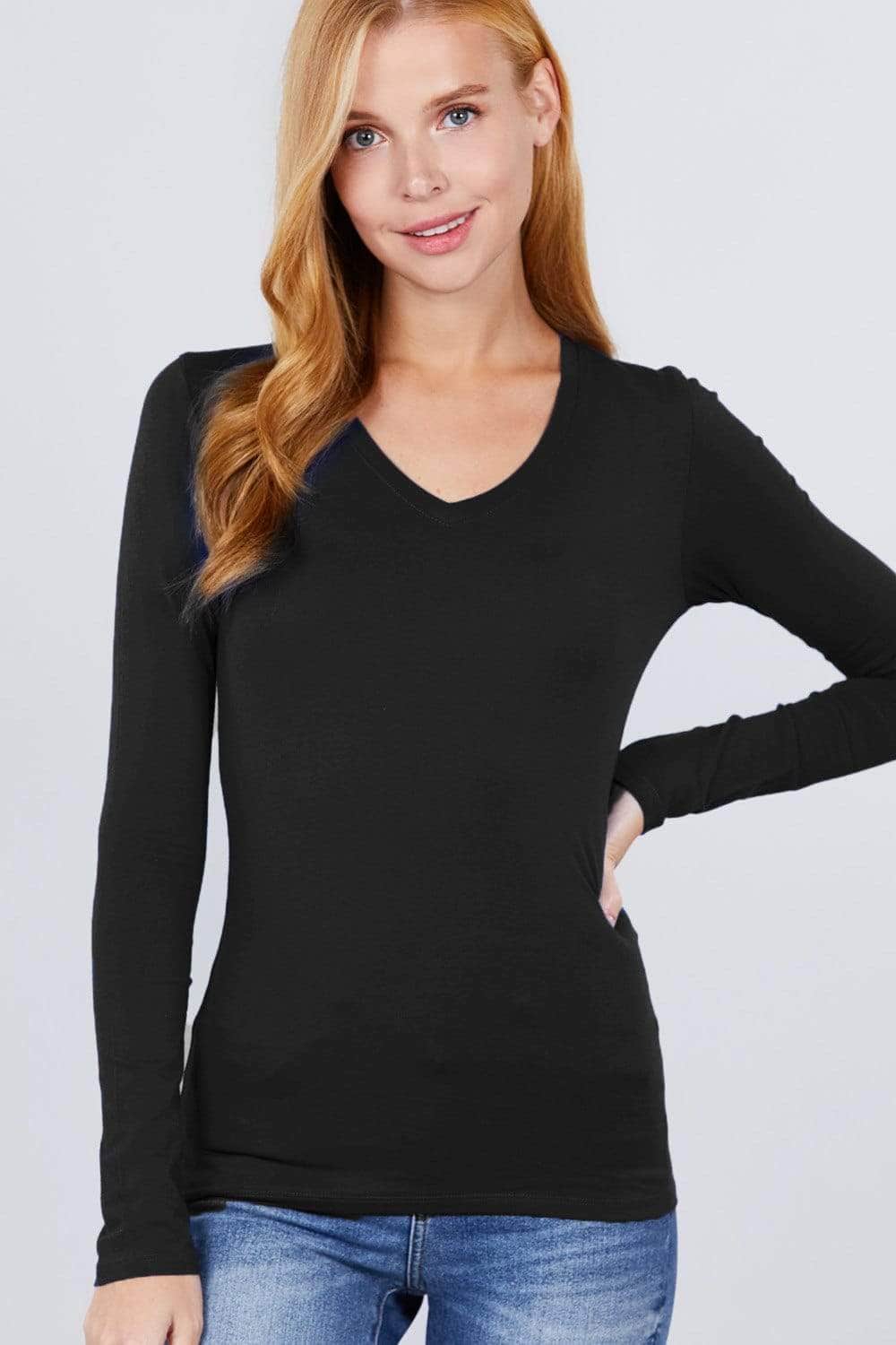 Cotton Jersey V-neck Top Blue Zone Planet