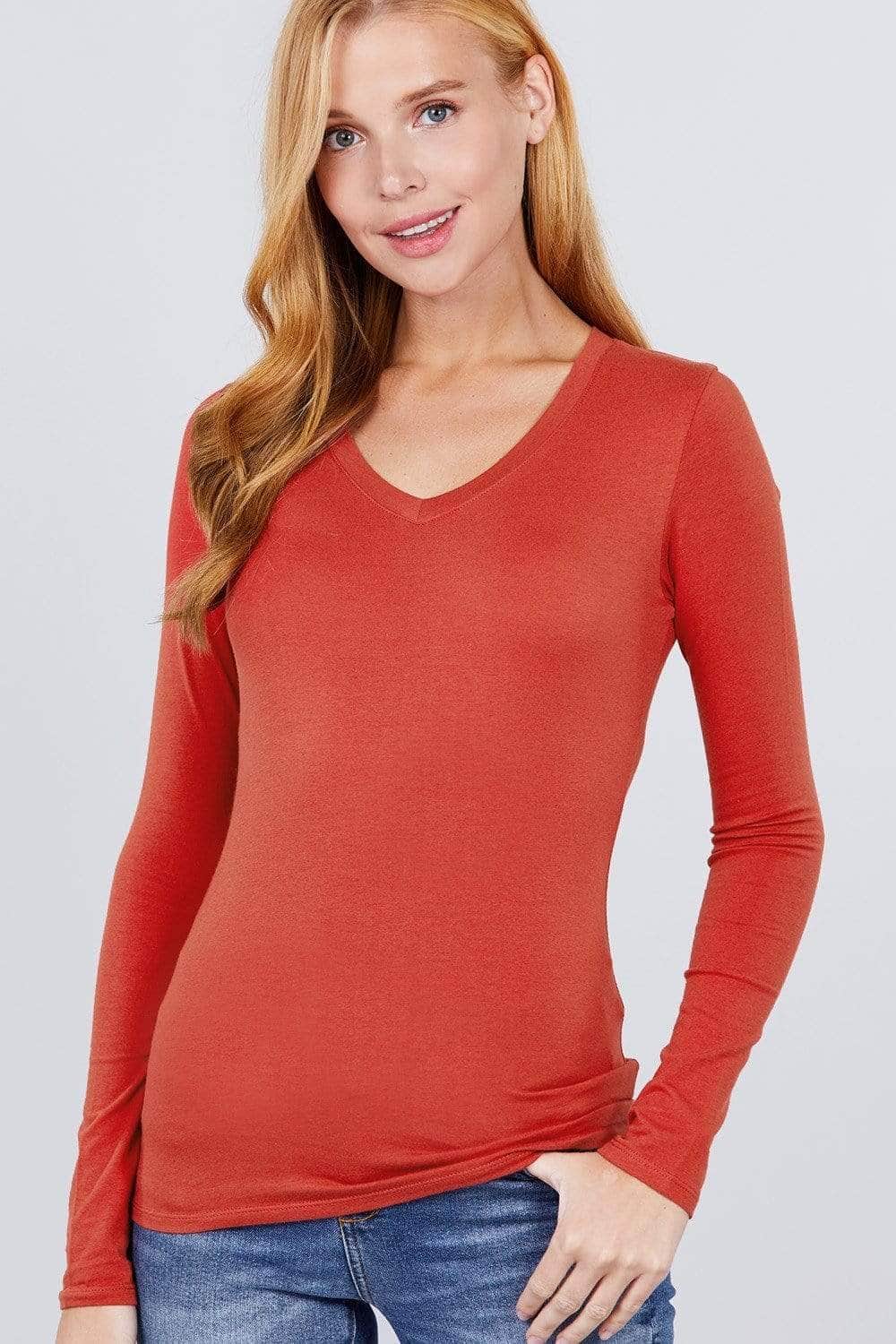Cotton Jersey V-neck Top Blue Zone Planet