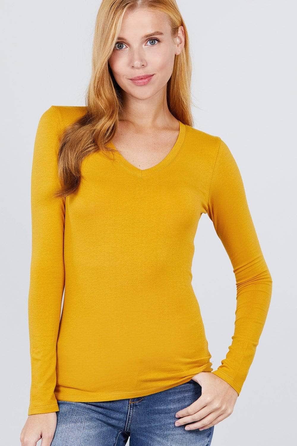 Cotton Jersey V-neck Top Blue Zone Planet