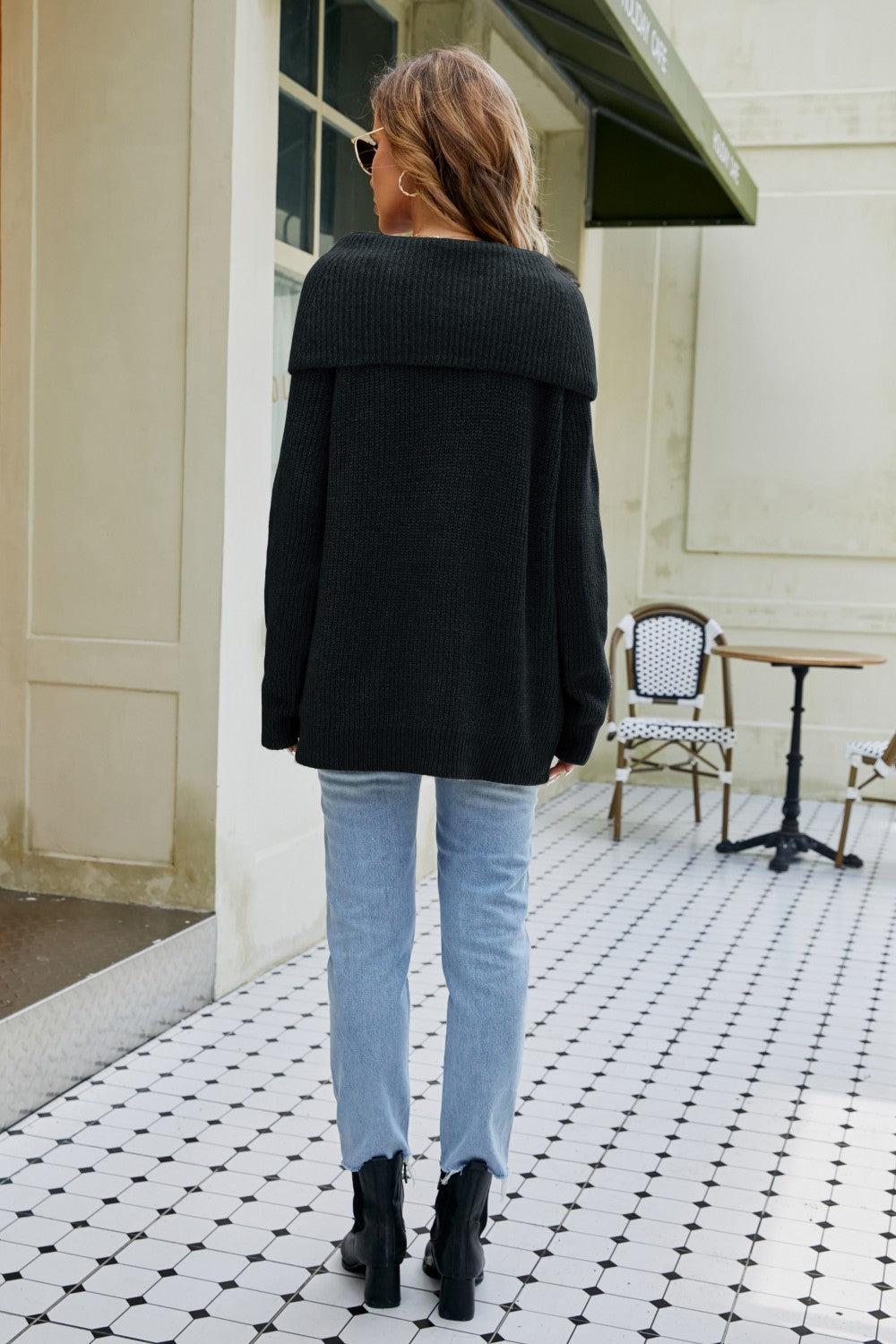 Cowl Neck Raglan Sleeve Sweater BLUE ZONE PLANET