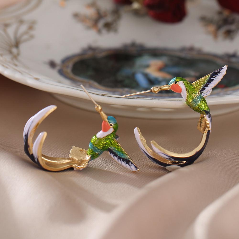 Creative Cute Hummingbird Shape Drop Earrings BLUE ZONE PLANET