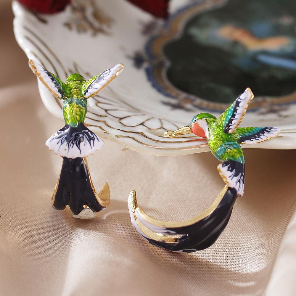 Creative Cute Hummingbird Shape Drop Earrings BLUE ZONE PLANET