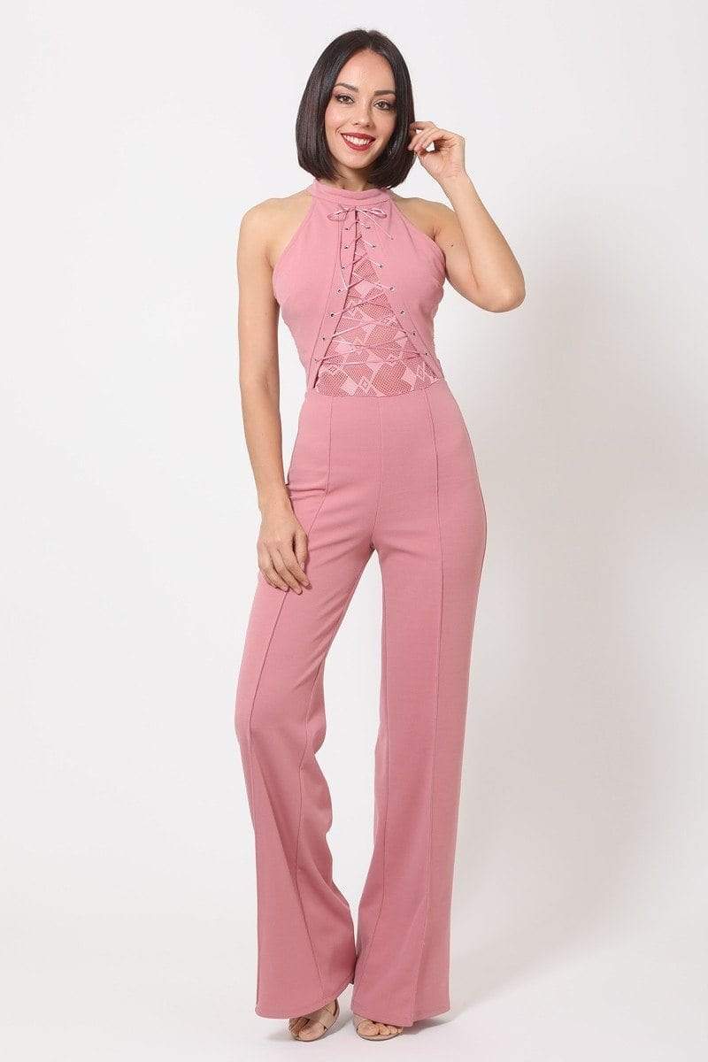 Criss Cross Front Tie Jumpsuit