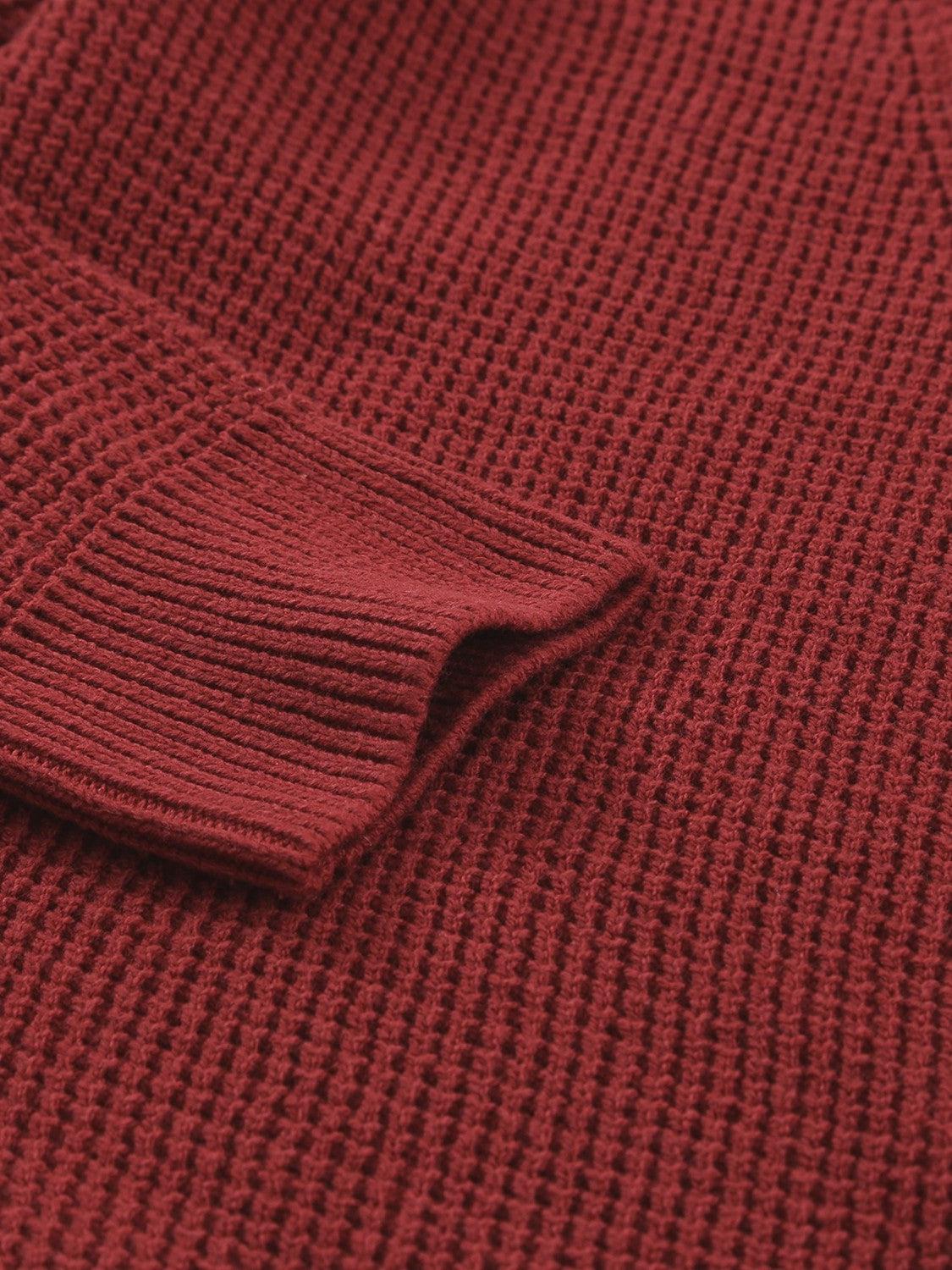 Crisscross Back Waffle-Knit Sweater BLUE ZONE PLANET
