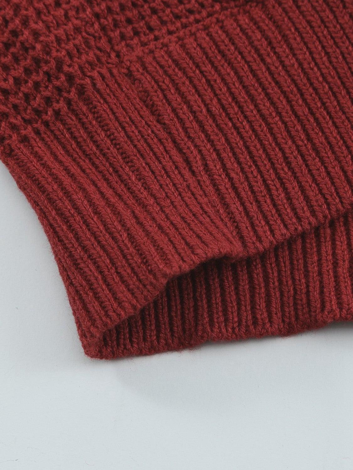 Crisscross Back Waffle-Knit Sweater BLUE ZONE PLANET