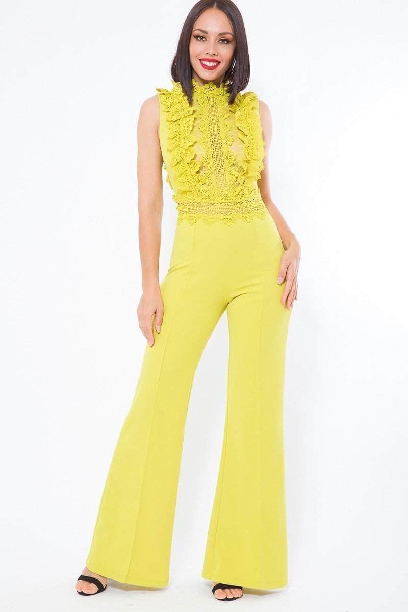 Crochet Lace Combined Bodice Jumpsuit Blue Zone Planet