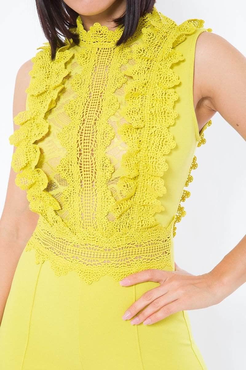 Crochet Lace Combined Bodice Jumpsuit Blue Zone Planet