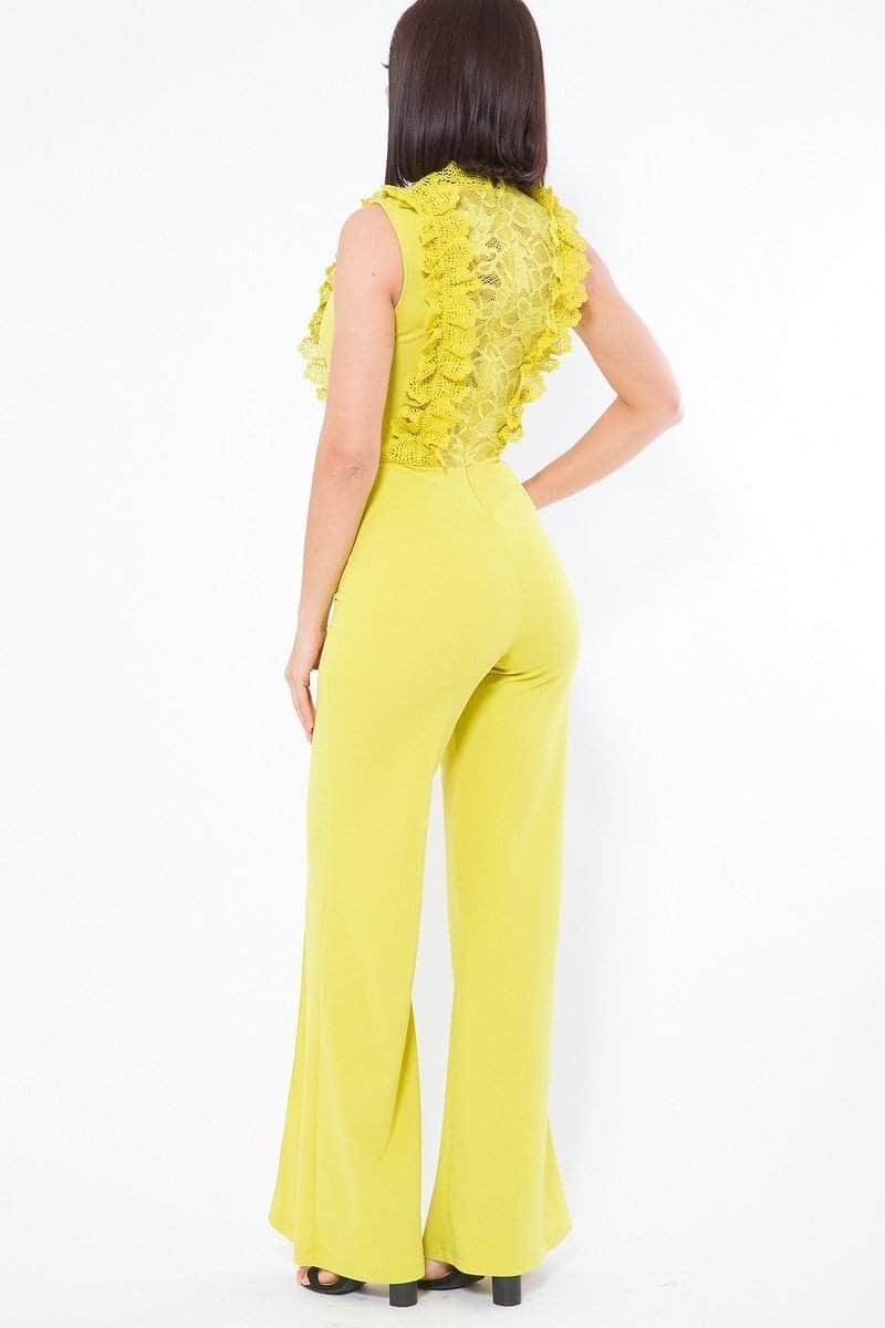 Crochet Lace Combined Bodice Jumpsuit Blue Zone Planet