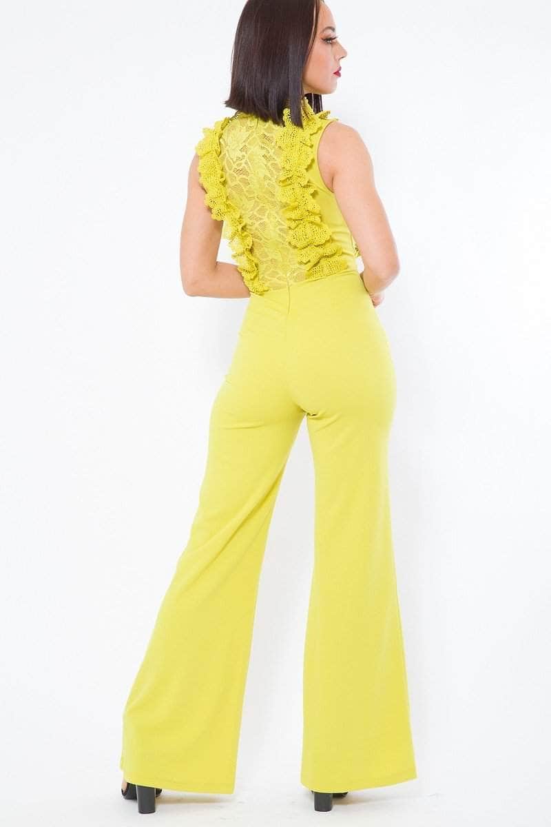 Crochet Lace Combined Bodice Jumpsuit Blue Zone Planet