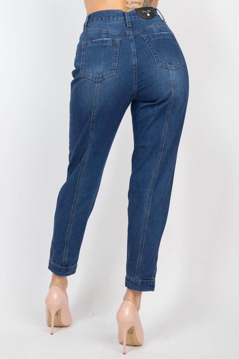 Cuffed-button Mom Jeans Blue Zone Planet