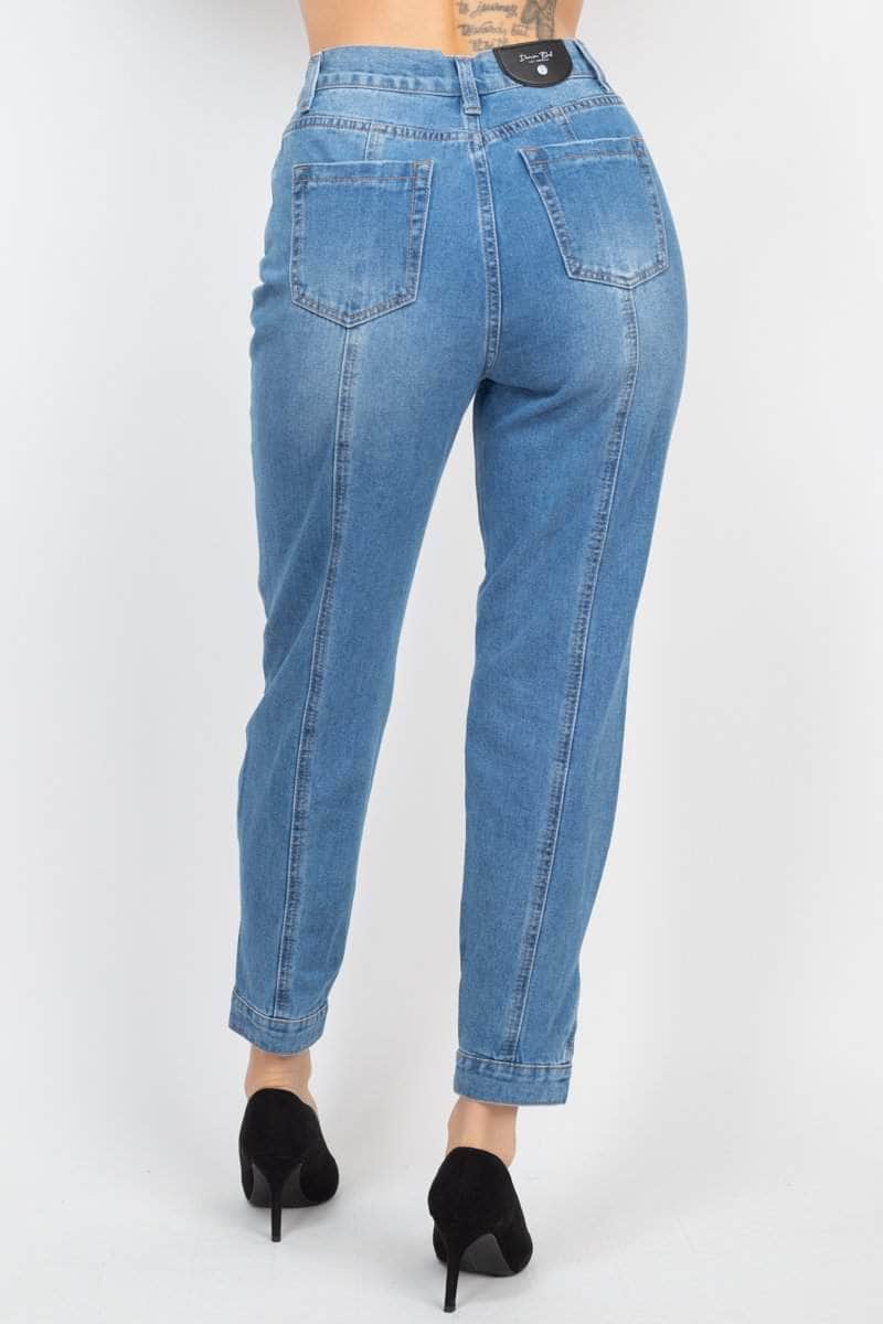 Cuffed-button Mom Jeans Blue Zone Planet