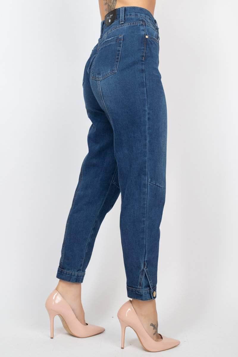 Cuffed-button Mom Jeans Blue Zone Planet