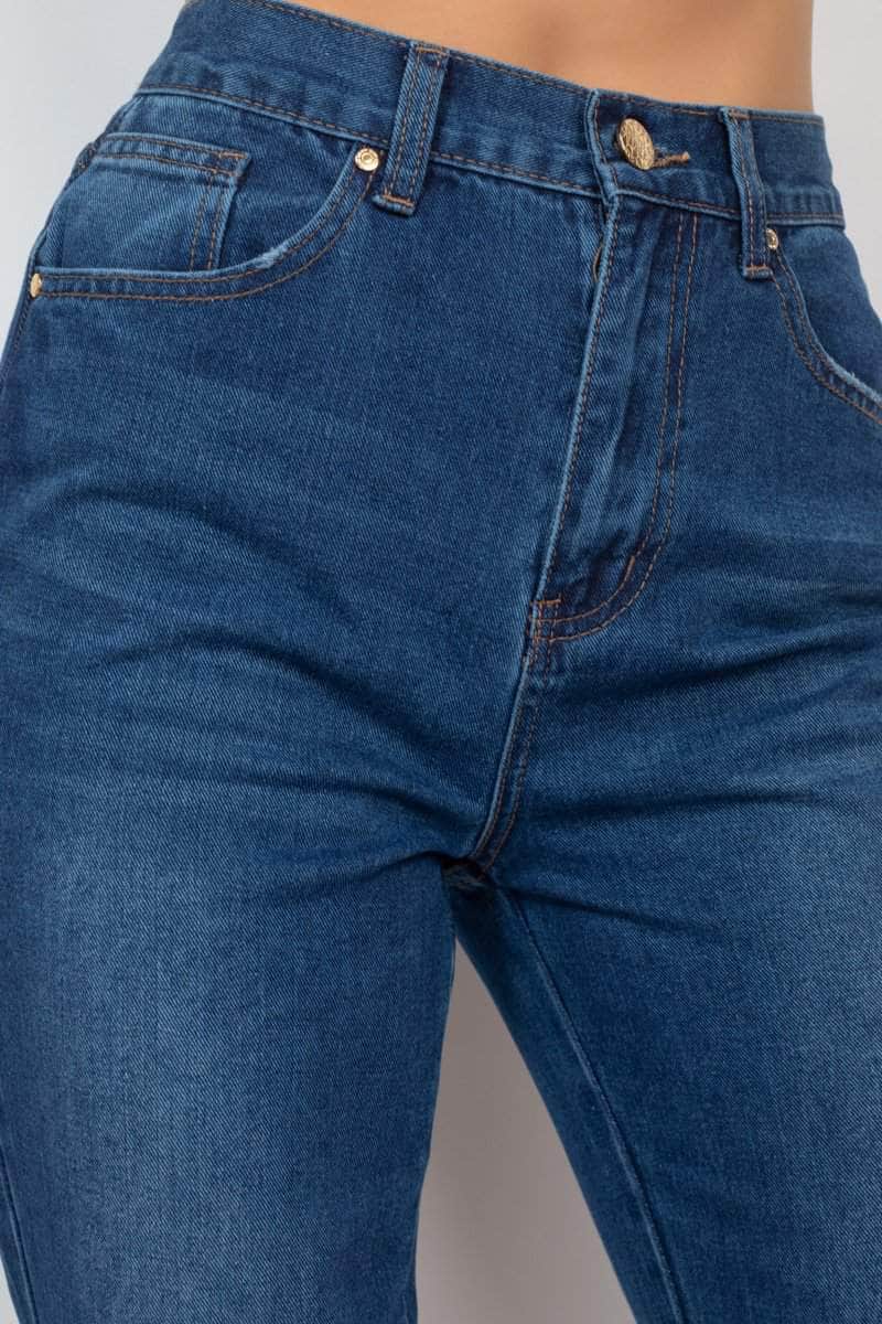 Cuffed-button Mom Jeans Blue Zone Planet