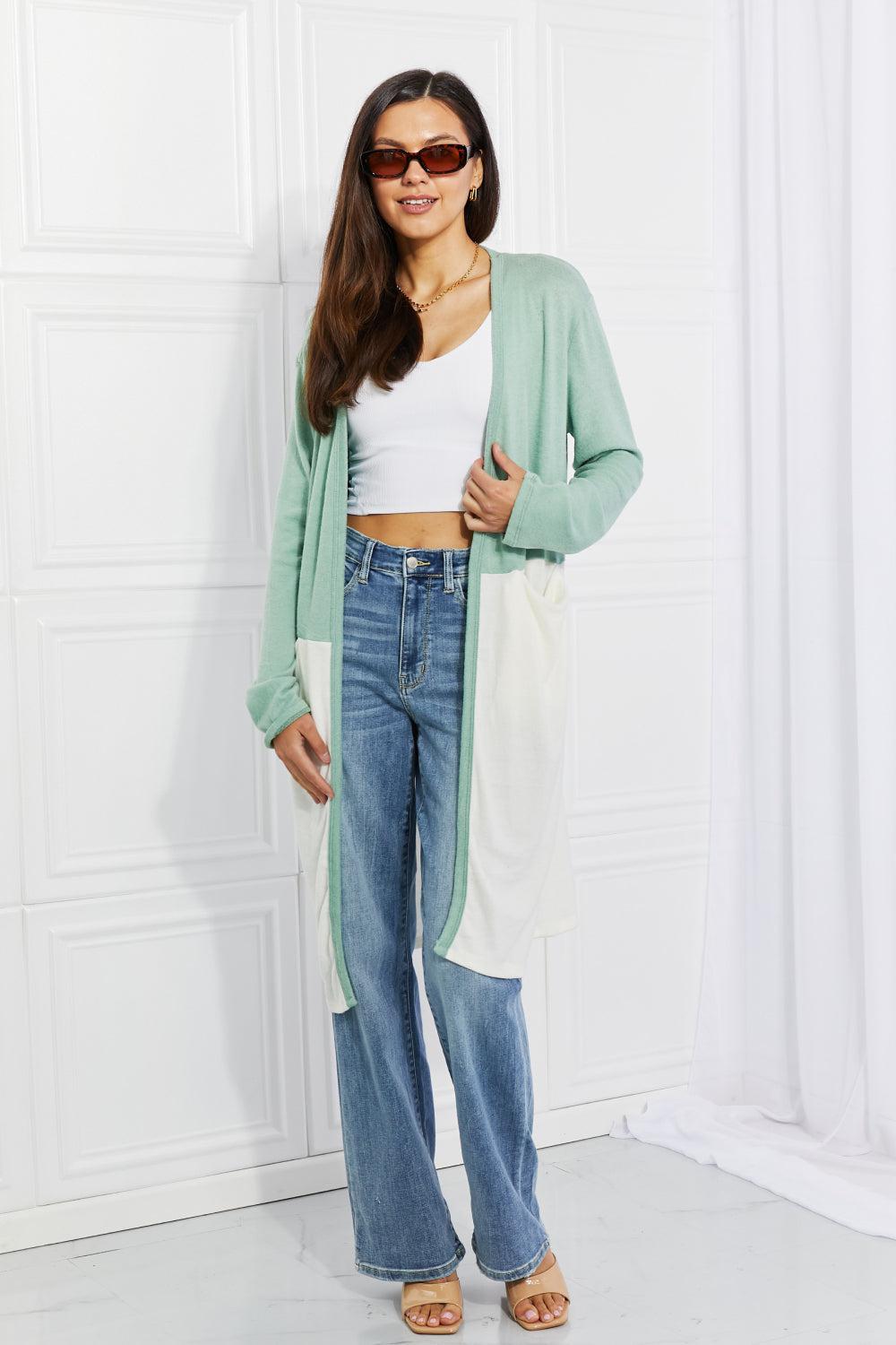 Culture Code Until You Came Color Block Duster Cardigan BLUE ZONE PLANET