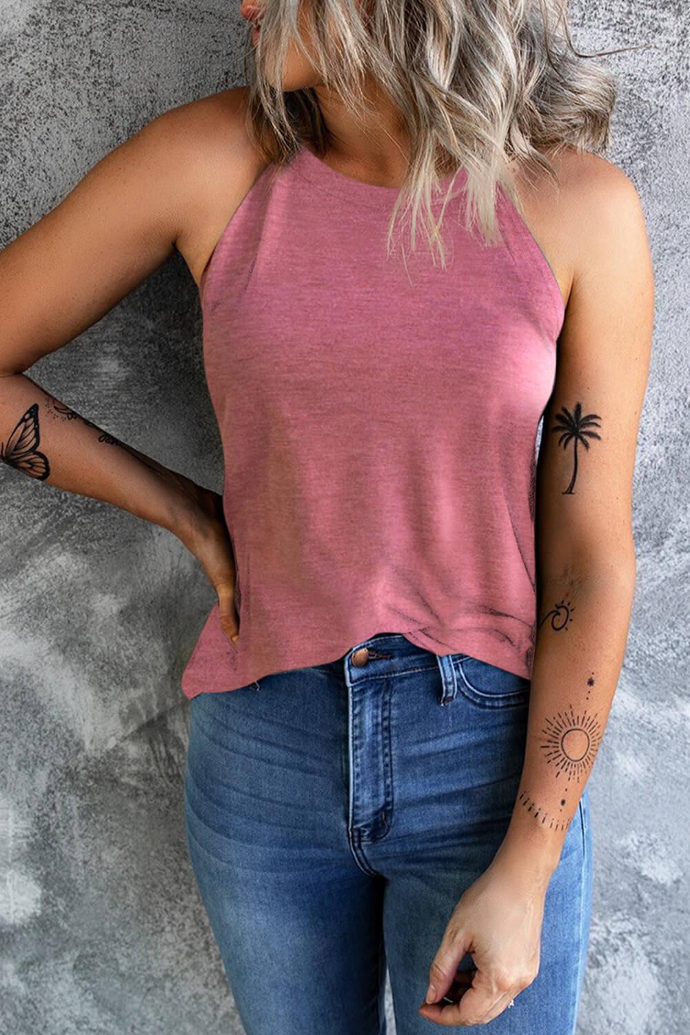 Curved Hem Grecian Tank Top BLUE ZONE PLANET