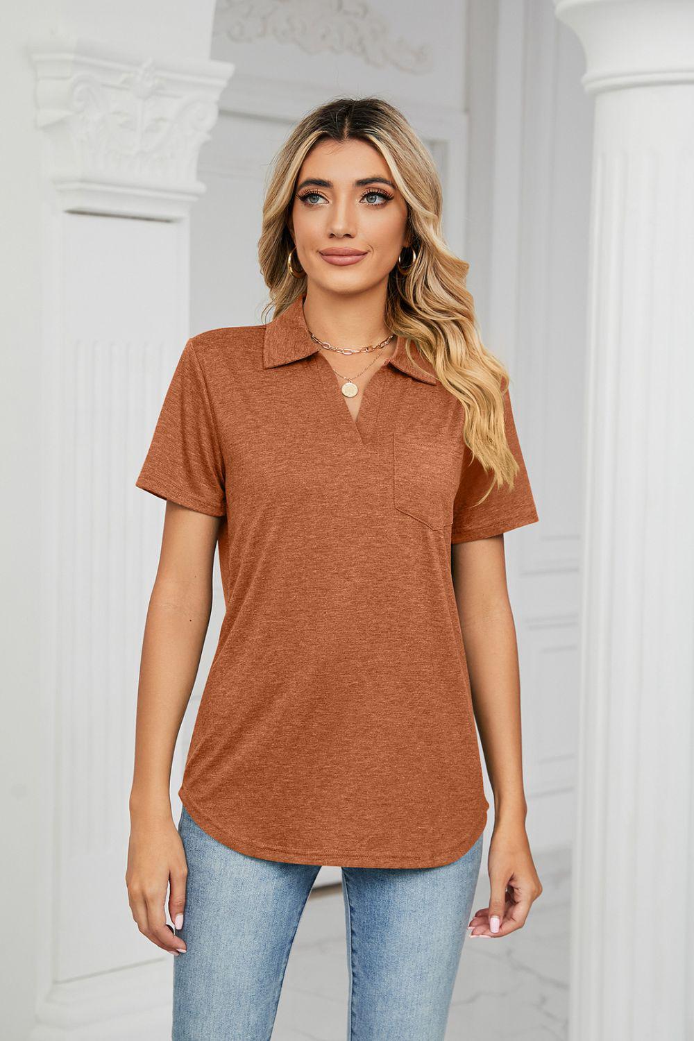 Curved Hem Johnny Collar Polo Shirt BLUE ZONE PLANET
