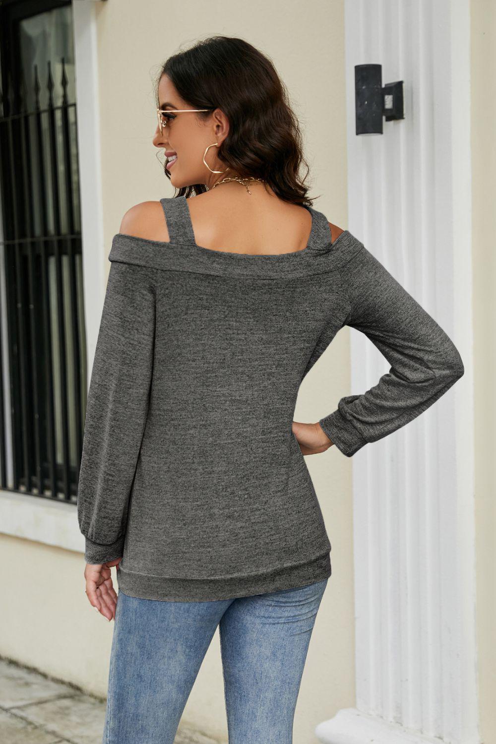 Cutout Cold-Shoulder Top BLUE ZONE PLANET