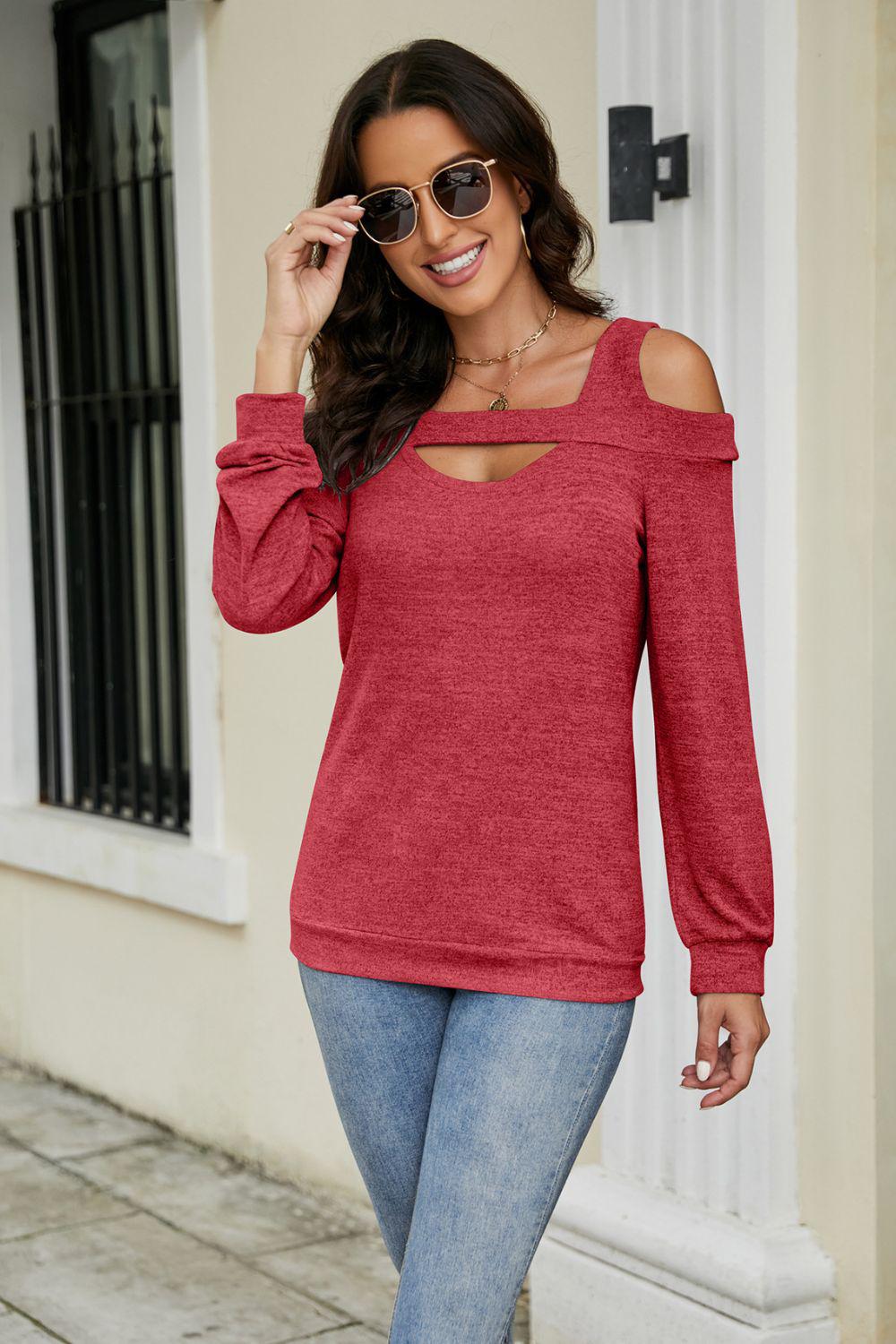 Cutout Cold-Shoulder Top BLUE ZONE PLANET