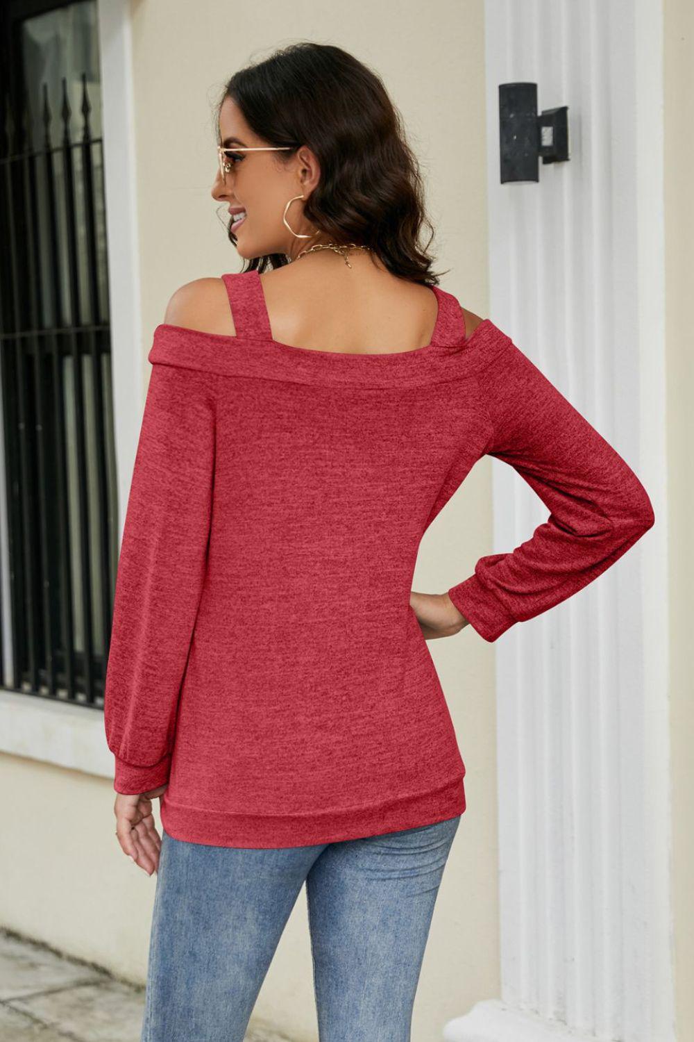 Cutout Cold-Shoulder Top BLUE ZONE PLANET
