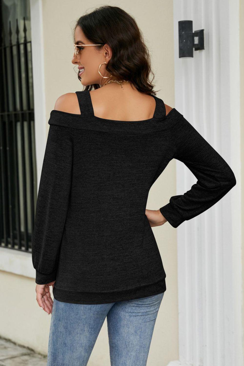 Cutout Cold-Shoulder Top BLUE ZONE PLANET