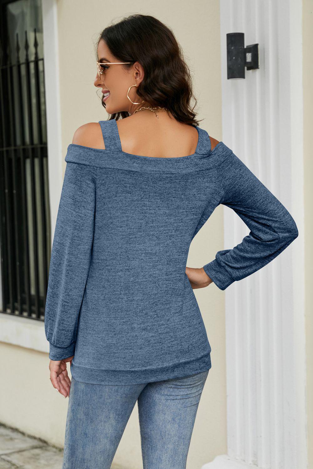 Cutout Cold-Shoulder Top BLUE ZONE PLANET