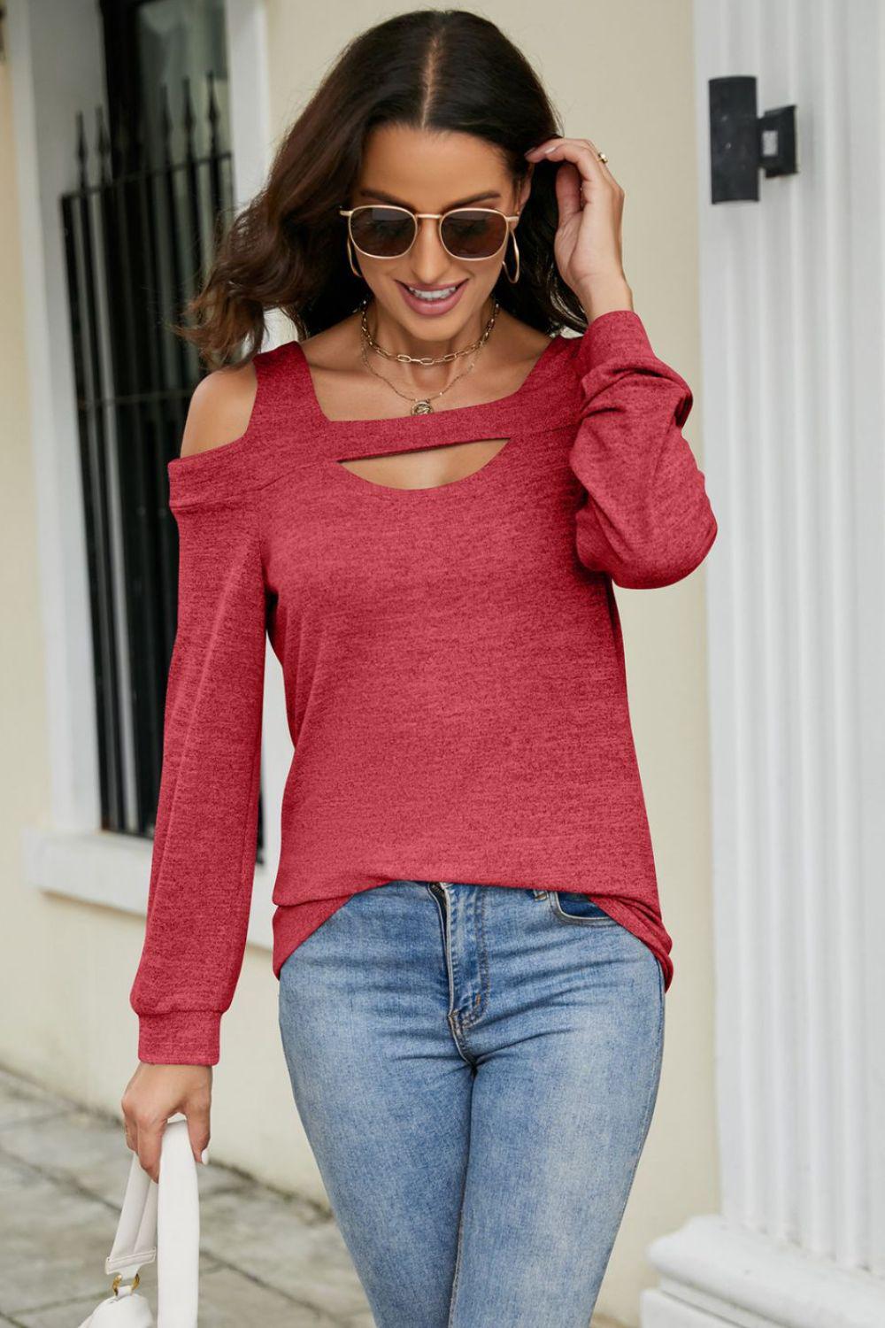 Cutout Cold-Shoulder Top BLUE ZONE PLANET