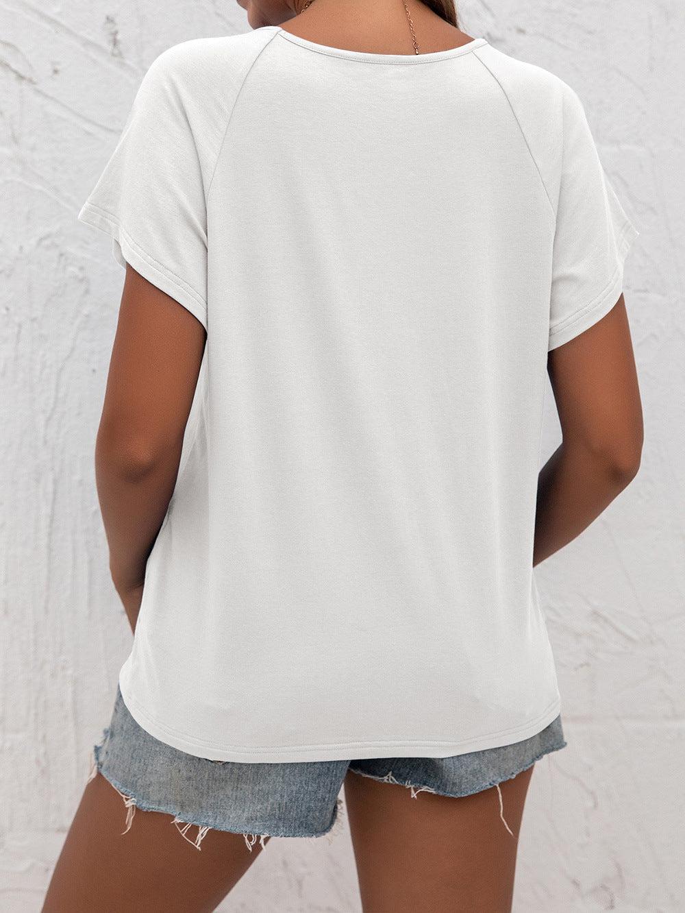 Cutout Round Neck T-Shirt BLUE ZONE PLANET