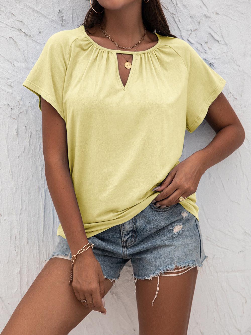 Cutout Round Neck T-Shirt BLUE ZONE PLANET