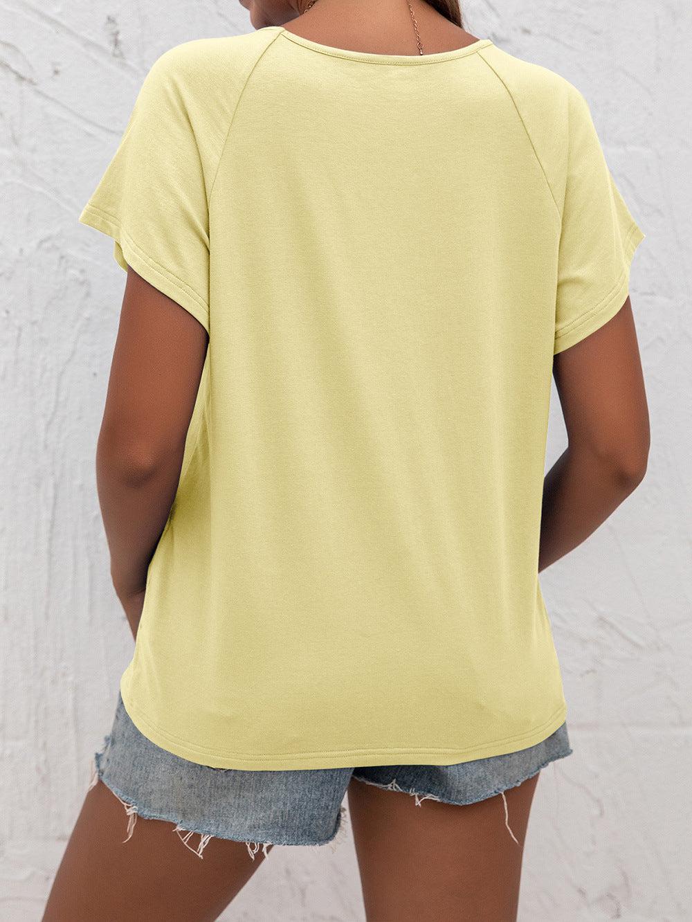 Cutout Round Neck T-Shirt BLUE ZONE PLANET