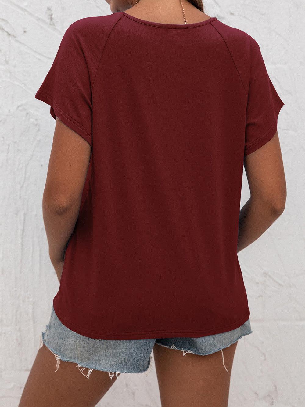 Cutout Round Neck T-Shirt BLUE ZONE PLANET