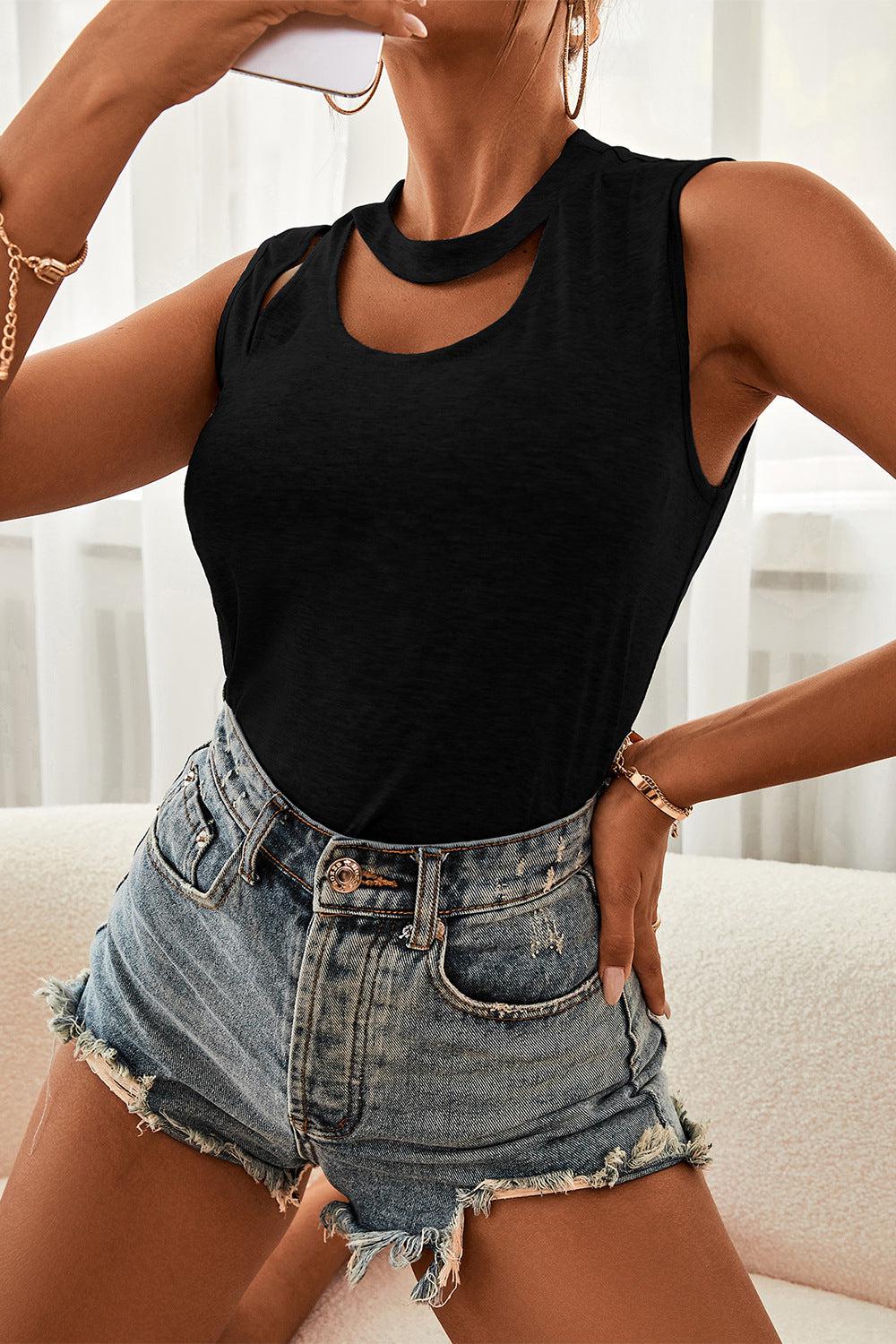 Cutout Sleeveless Top BLUE ZONE PLANET
