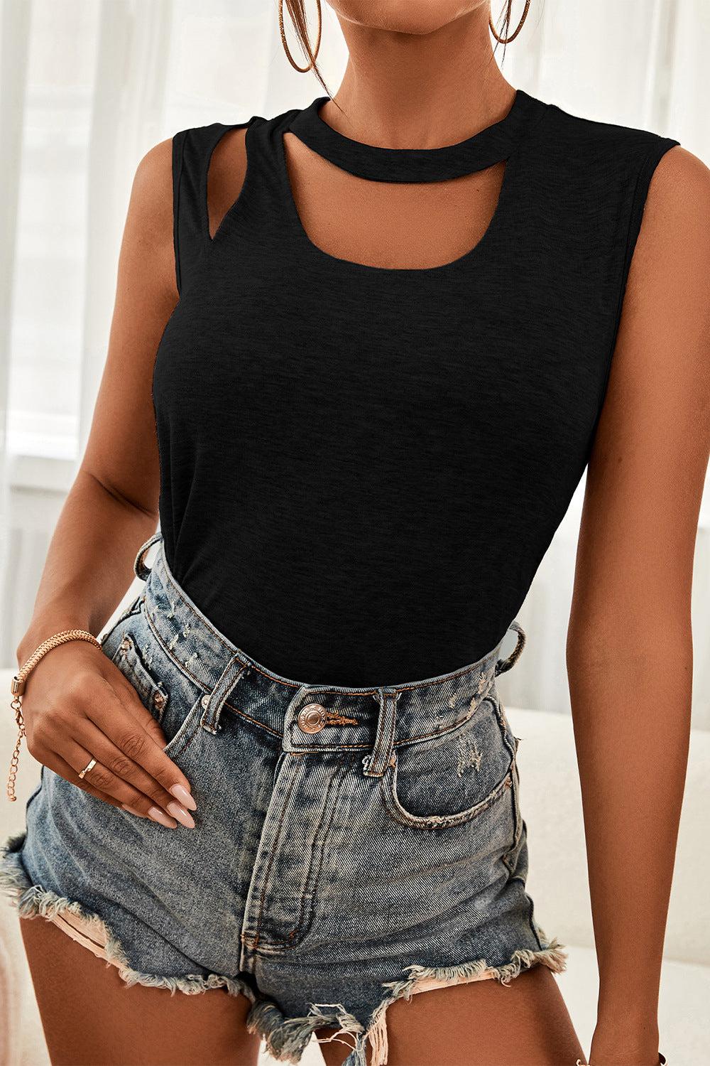 Cutout Sleeveless Top BLUE ZONE PLANET