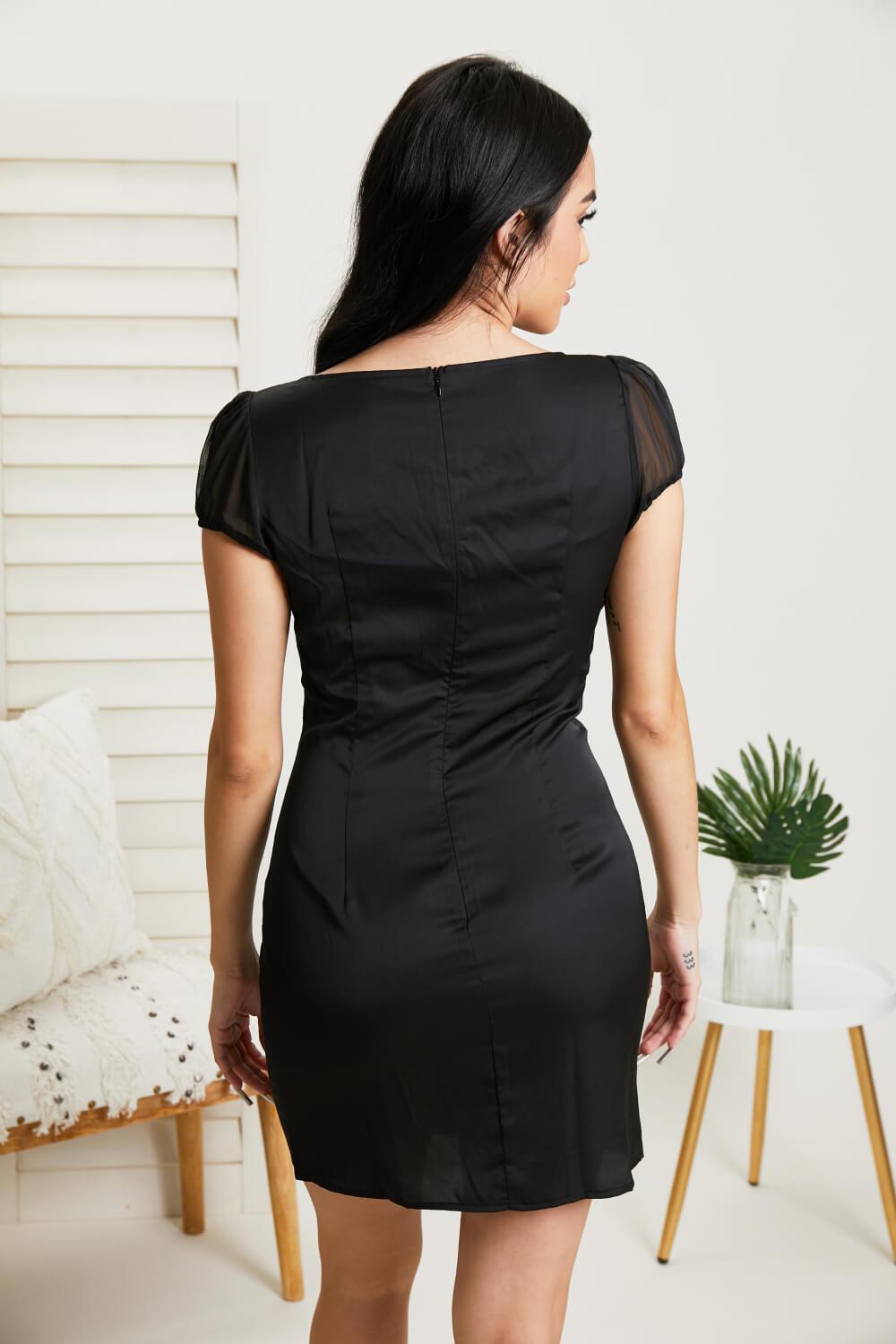 Cutout Sweetheart Neck Slit Mini Dress BLUE ZONE PLANET