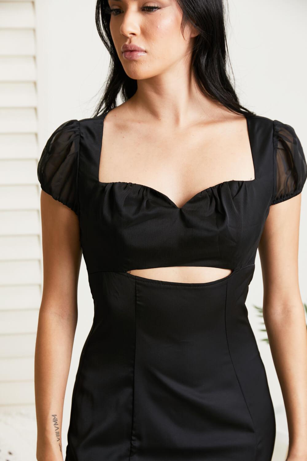Cutout Sweetheart Neck Slit Mini Dress BLUE ZONE PLANET