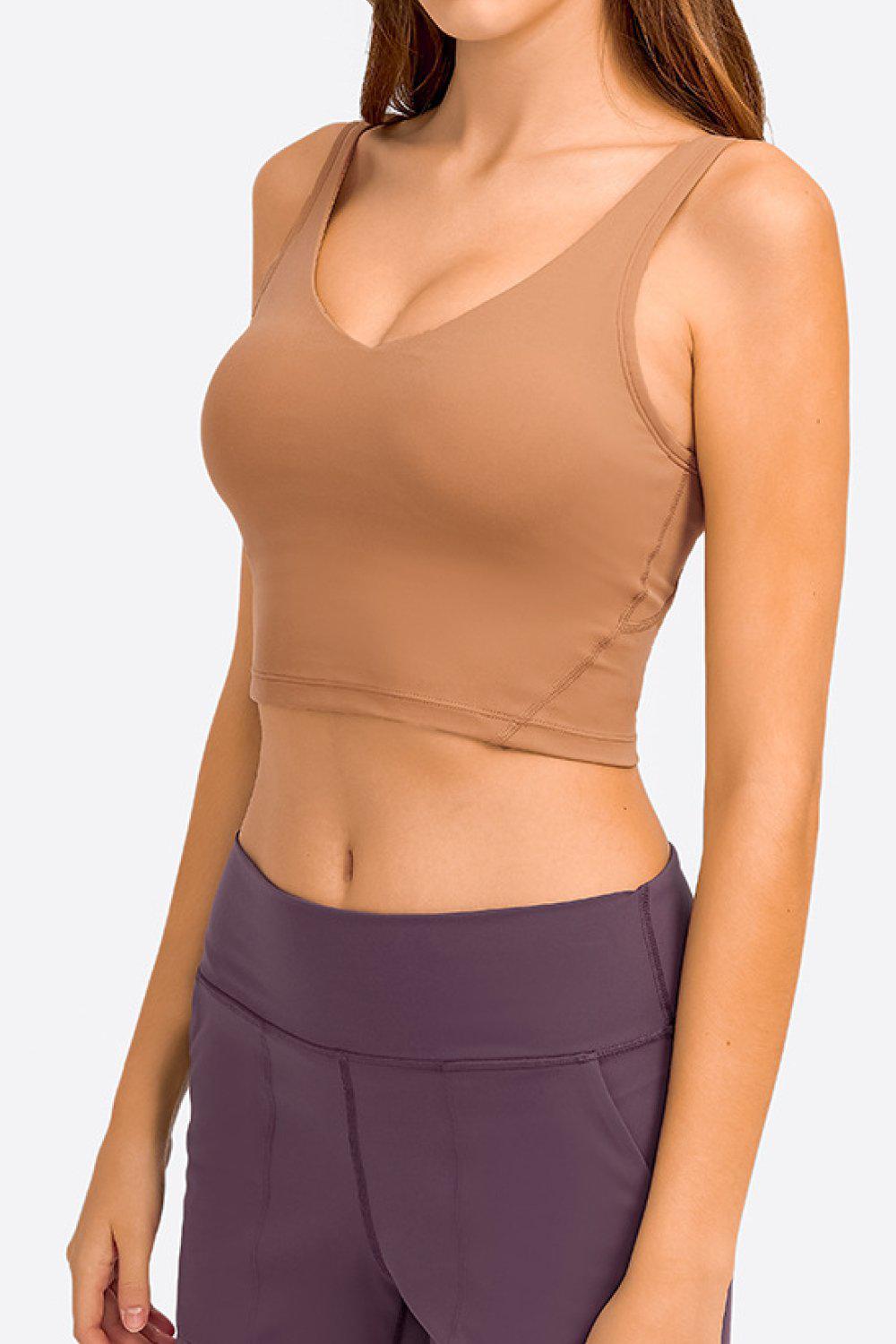 Deep V-Neck Crop Sports Bra BLUE ZONE PLANET