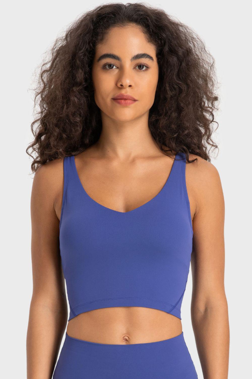Deep V-Neck Crop Sports Bra BLUE ZONE PLANET