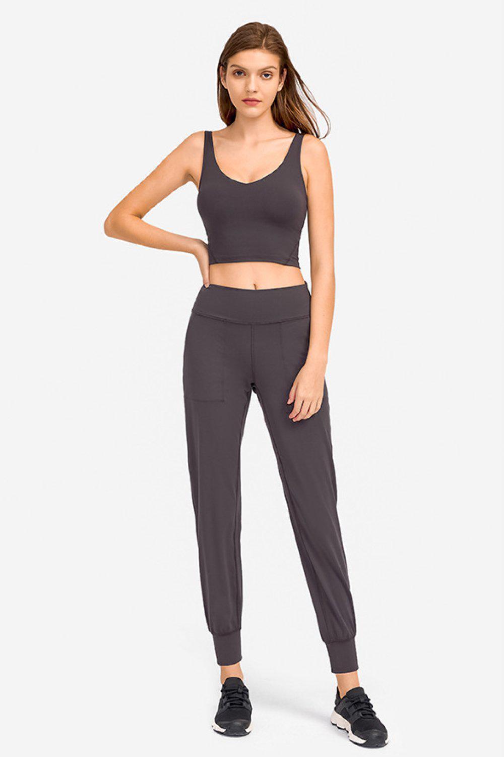 Deep V-Neck Crop Sports Bra BLUE ZONE PLANET