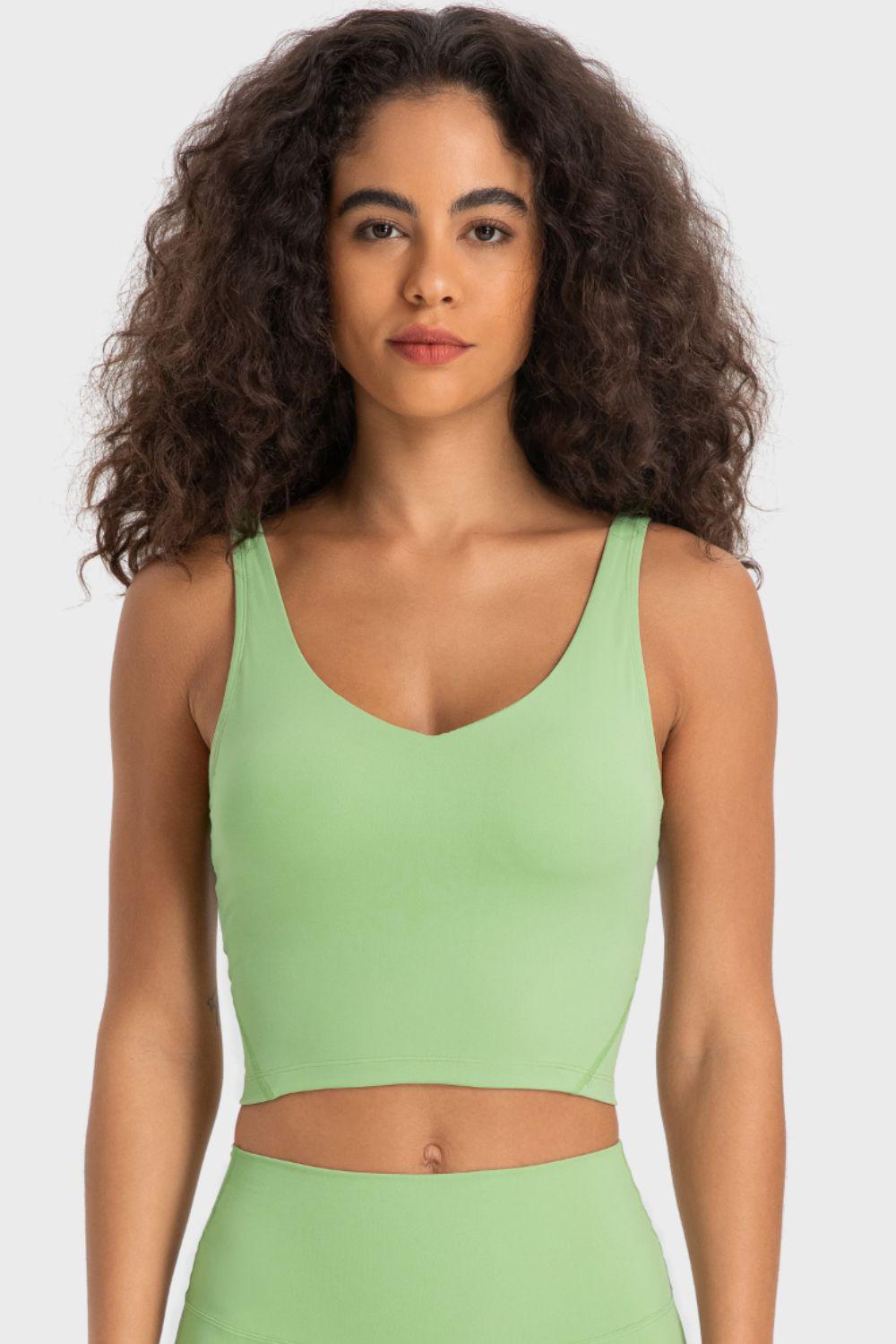Deep V-Neck Crop Sports Bra BLUE ZONE PLANET