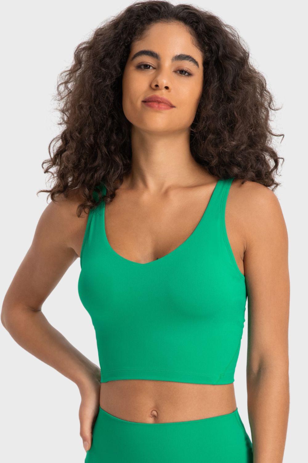 Deep V-Neck Crop Sports Bra BLUE ZONE PLANET