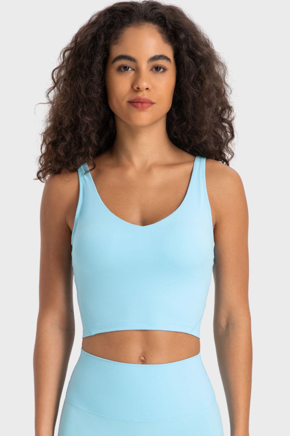 Deep V-Neck Crop Sports Bra BLUE ZONE PLANET
