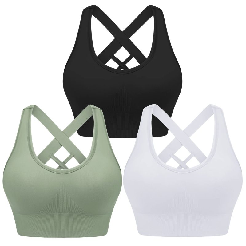 Women's cross strap seamless back sports bra kakaclo