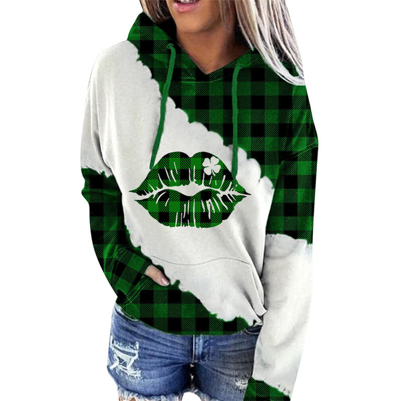 St. Patrick's Irish Day Hooded Color Block Long Sleeve Sweatshirt BLUE ZONE PLANET