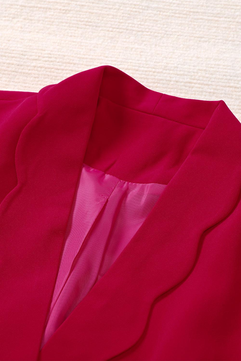 Double-Breasted Scalloped Shawl Collar Blazer BLUE ZONE PLANET
